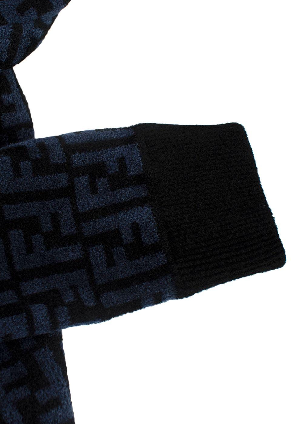 Fendi Blue Embossed Crewneck Jumper