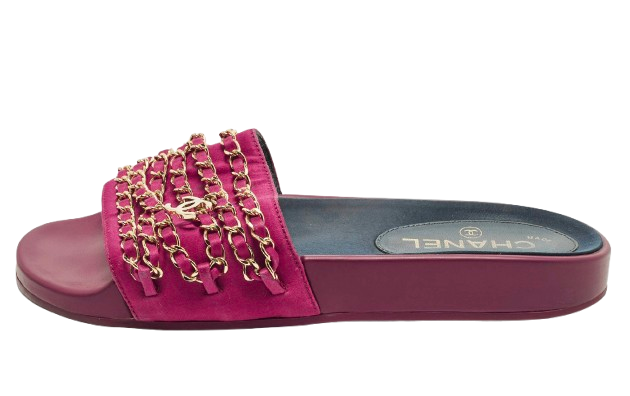 Chanel Chain Embellished Slides