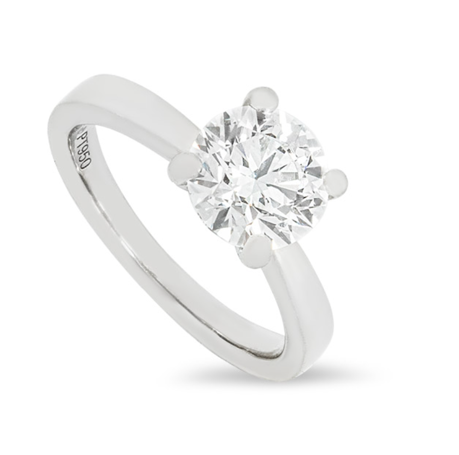 Platinum Set 2.03ct Lab Diamond Solitaire Ring - Size 53