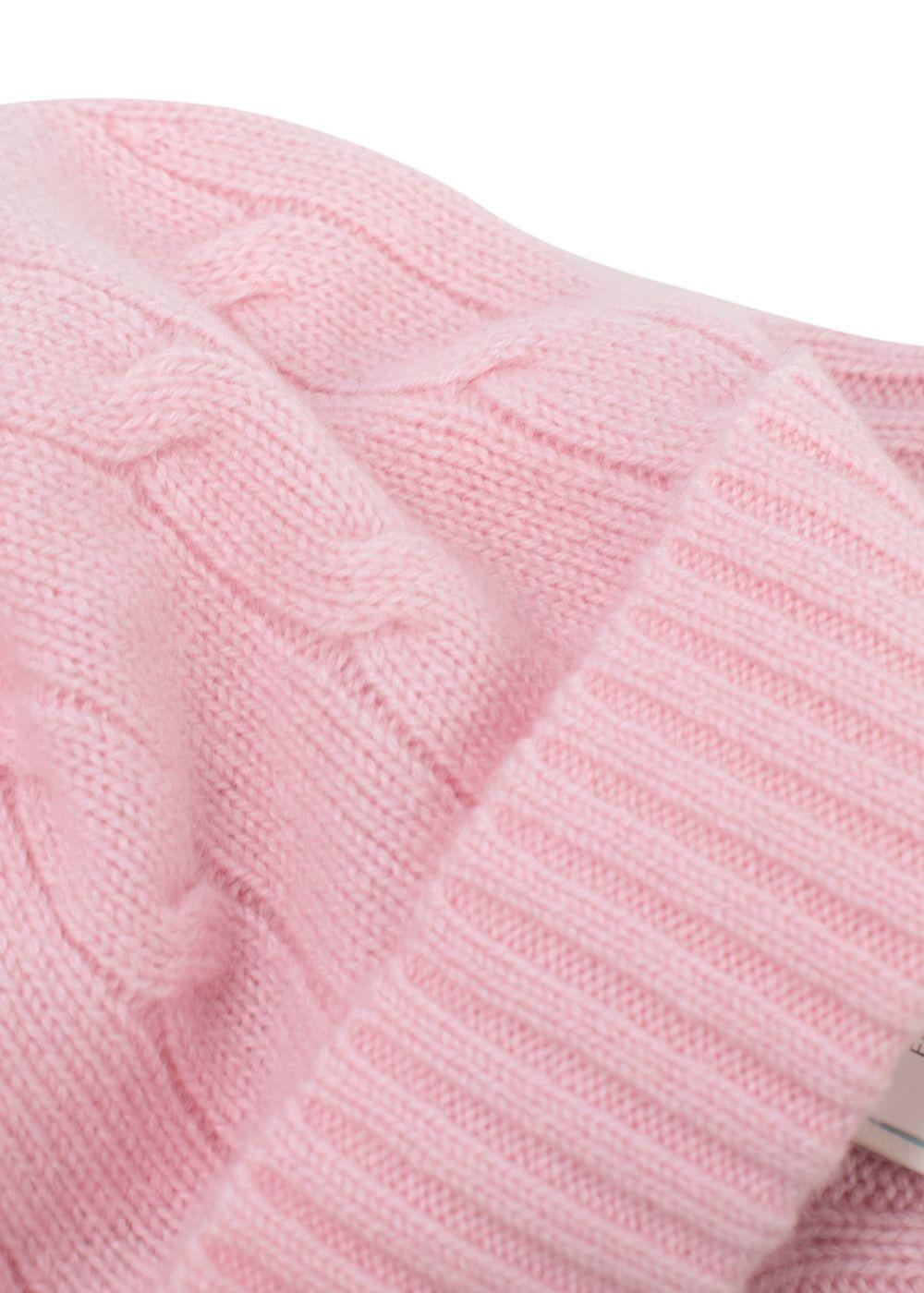 Ralph Lauren Pink Cashmere Cable Knit Hat & Booties Set