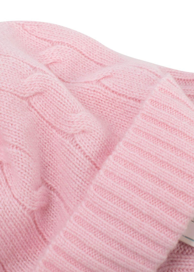 Ralph Lauren Pink Cashmere Cable Knit Hat & Booties Set