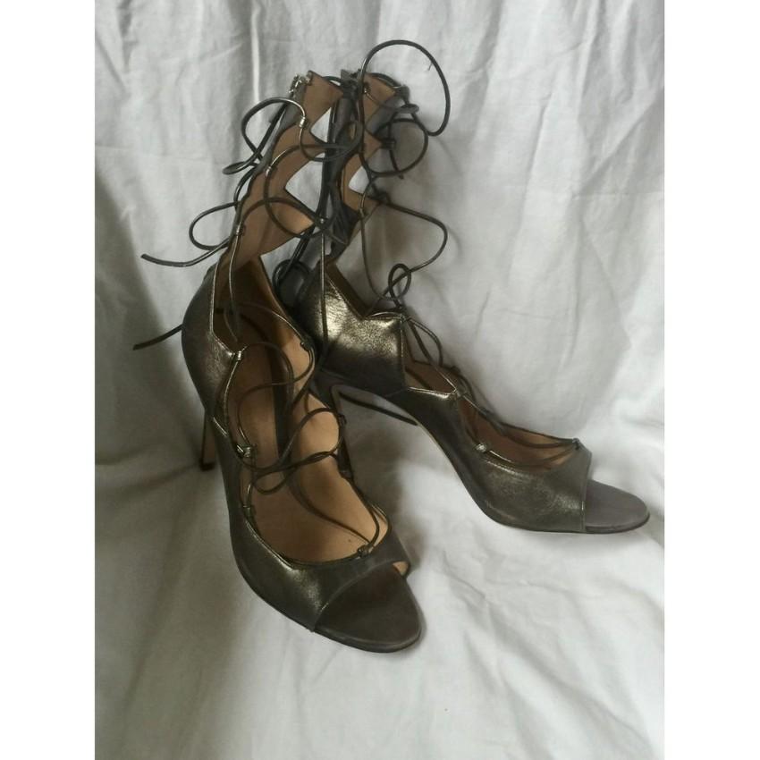 Gianvito Rossi Metallic Lace-Up Sandals