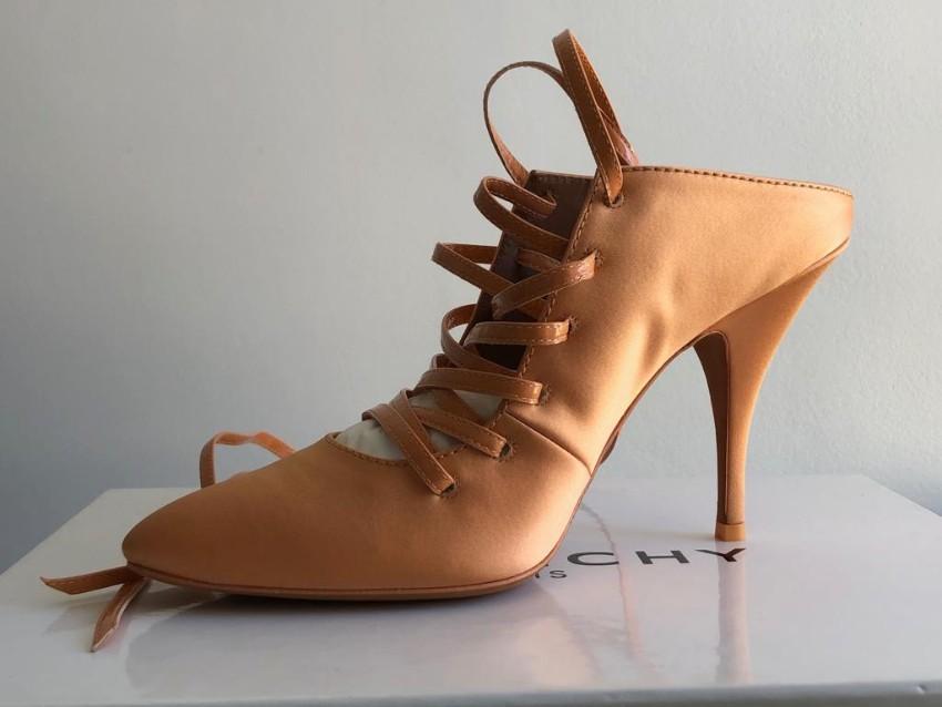 Givenchy Satin & Leather Lace-Up Sandals