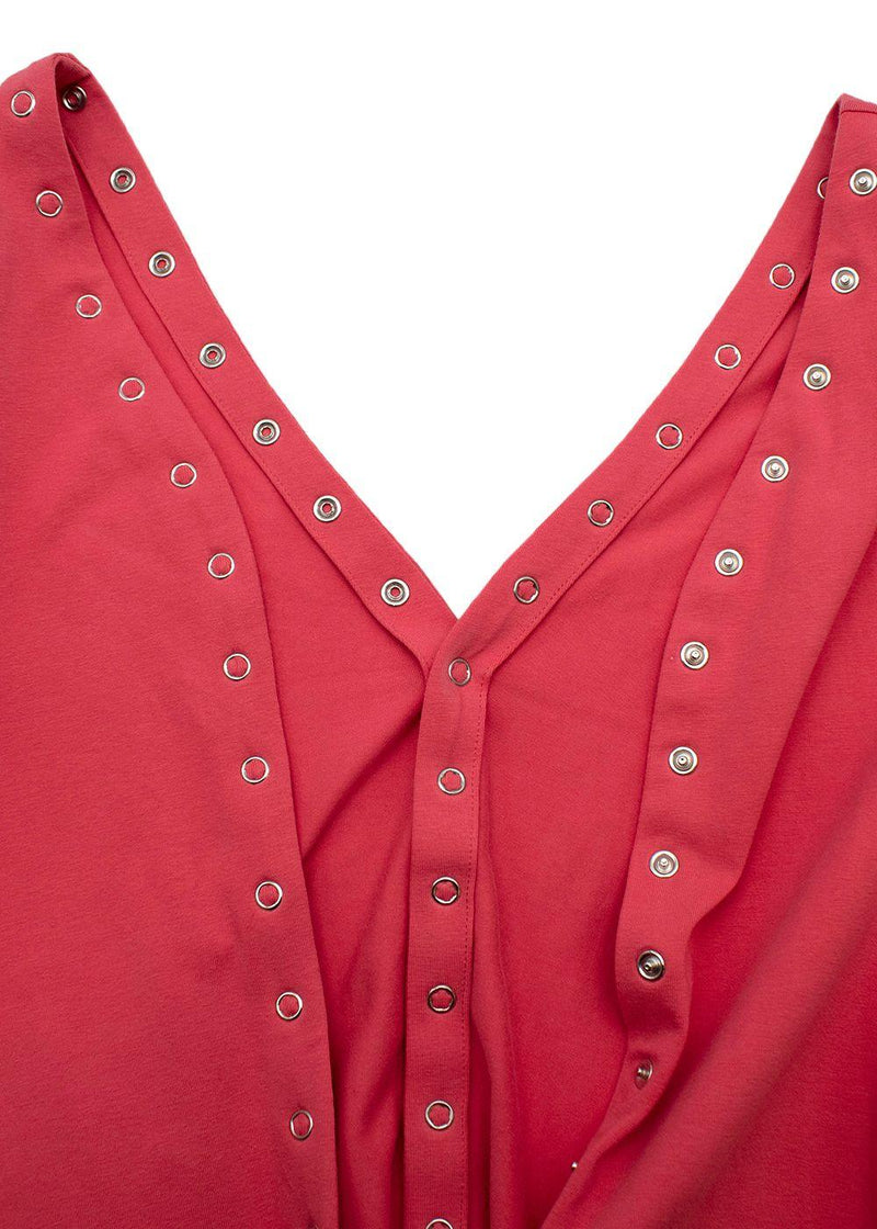 Coral Pink Midi Dress with Poppers