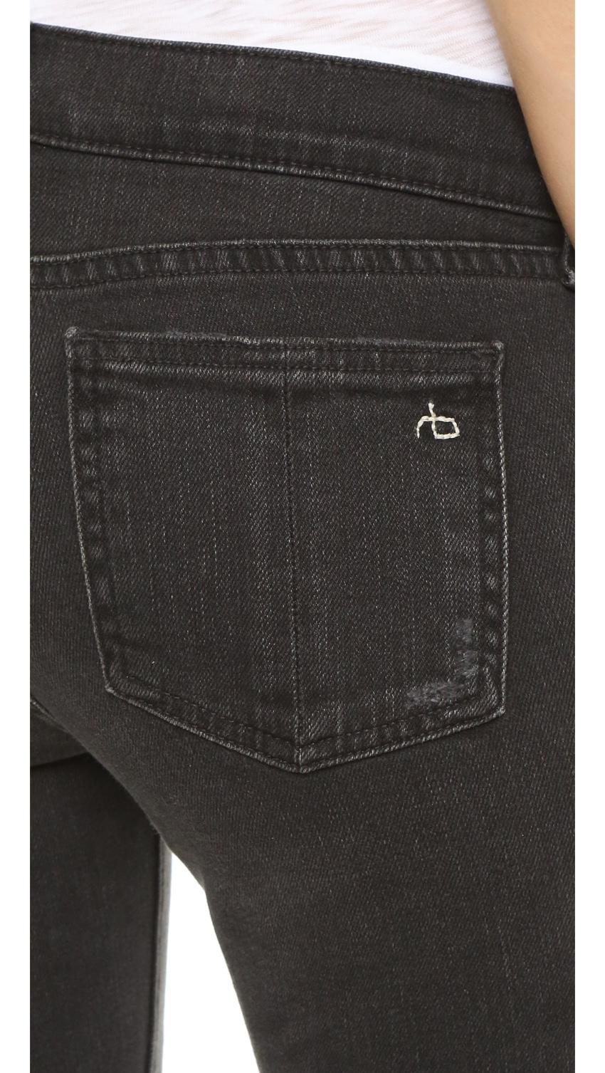 Rag and Bone Skinny Jeans in black with holes