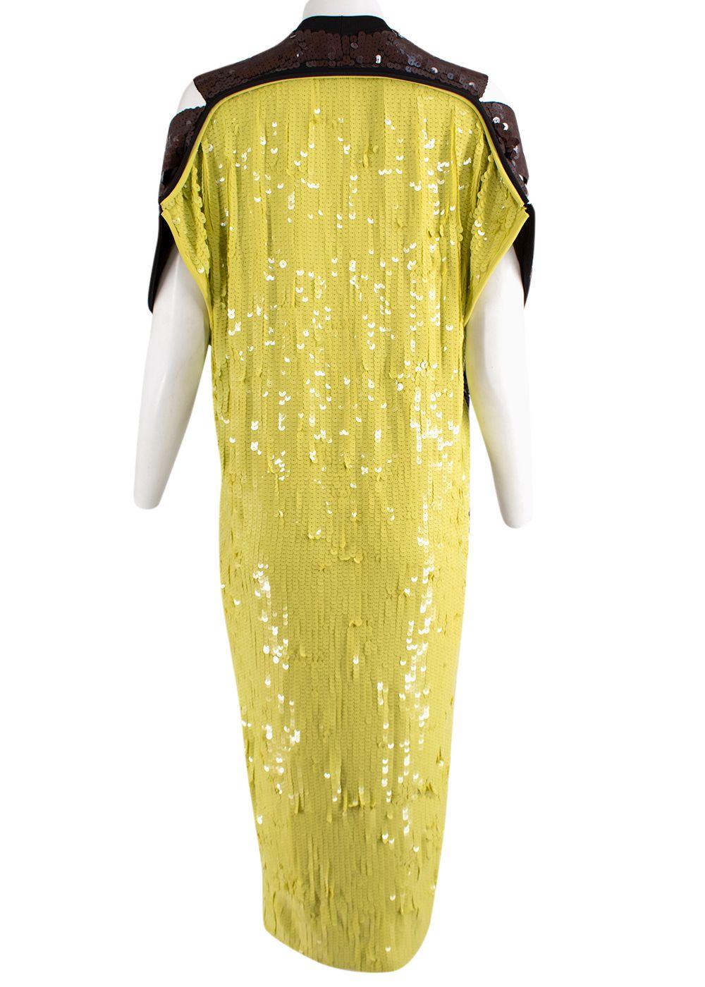 Brown & Green Sequin Runway Dress