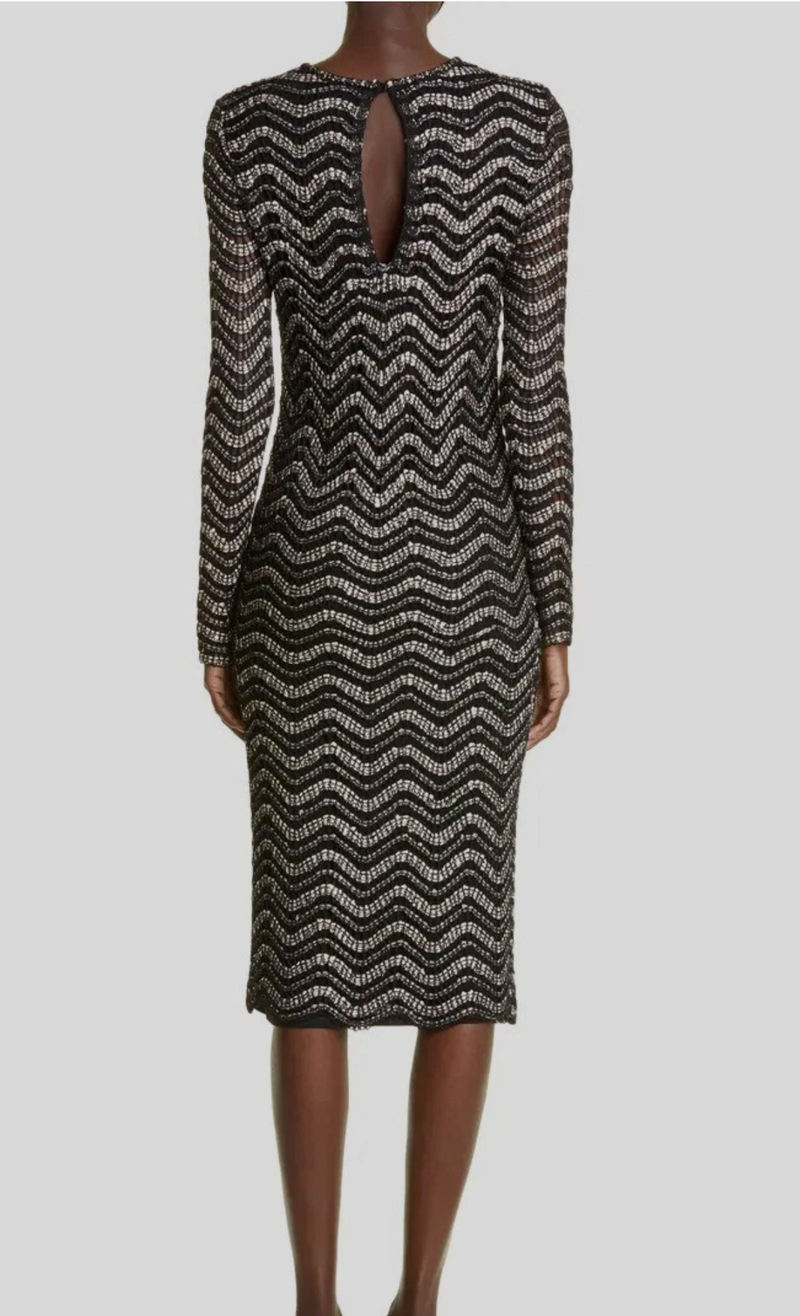 St. John Striped Midi Length Dress