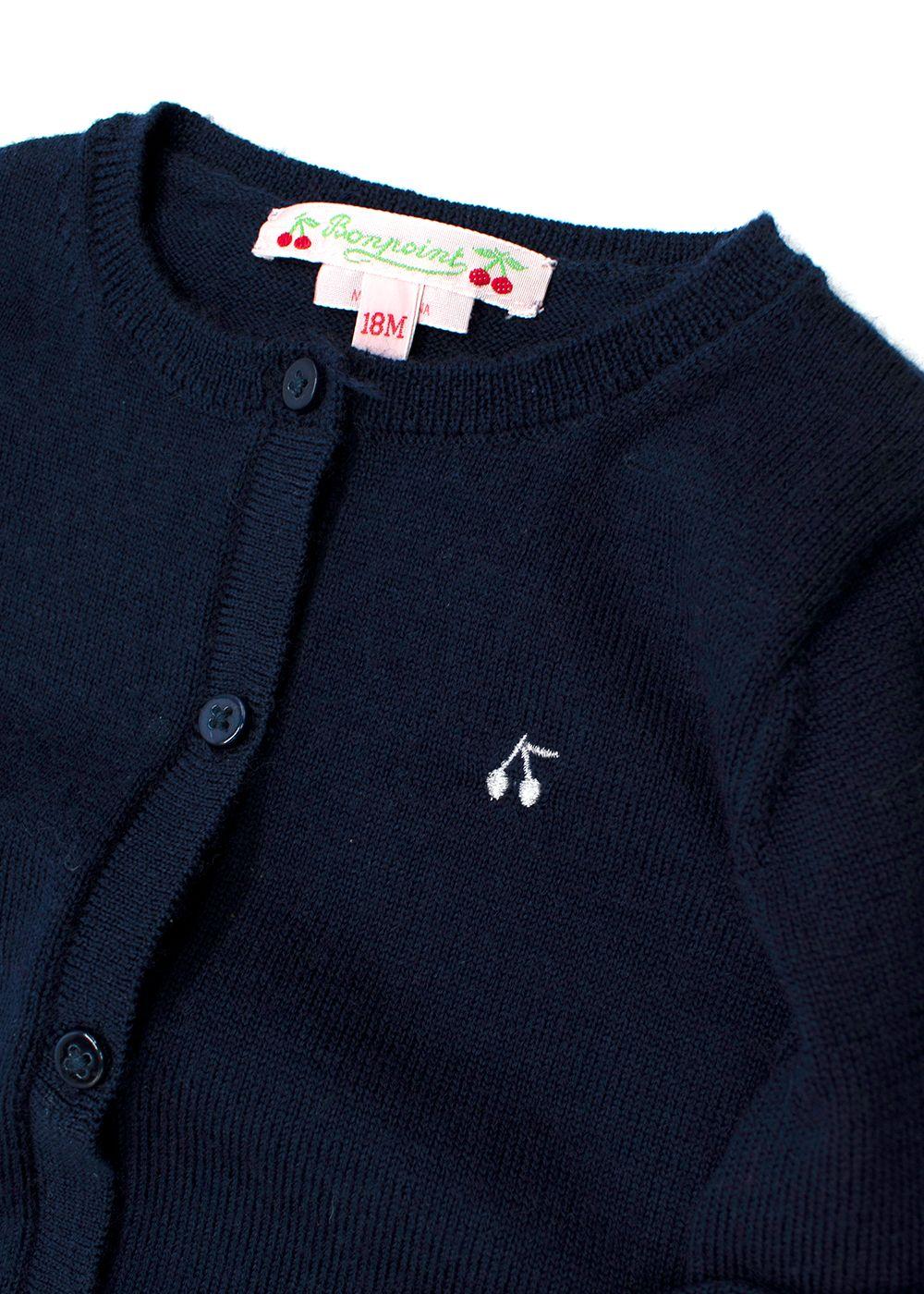 Bonpoint Kids Navy Wool Cardigan