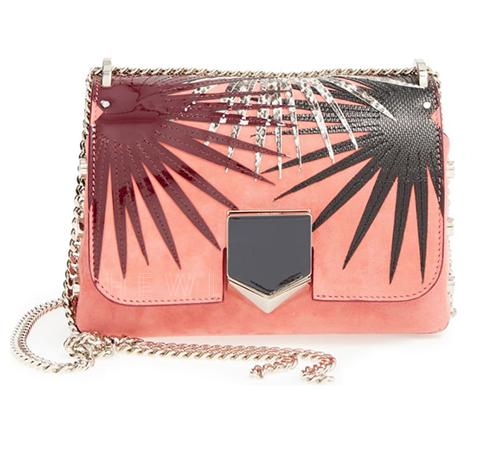 Jimmy Choo 'Petite Lockett' Palm Appliqué Suede Shoulder Bag