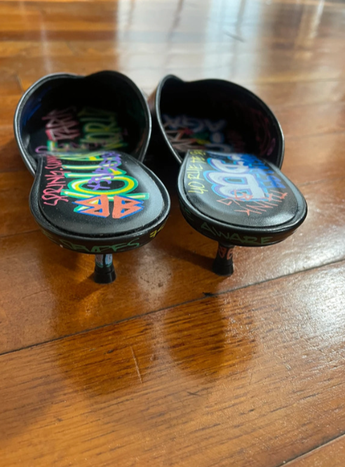 Balenciaga Graffiti Knife Leather Mules