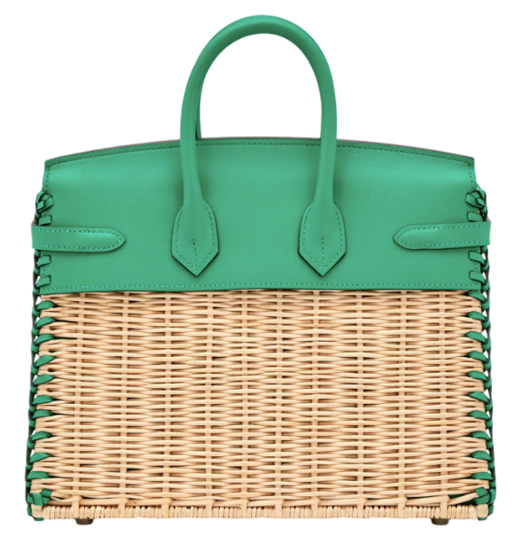 Limited Edition Hermès Birkin 25 Picnic Osier Wicker/Swift Vert Menthe Palladium Hardware