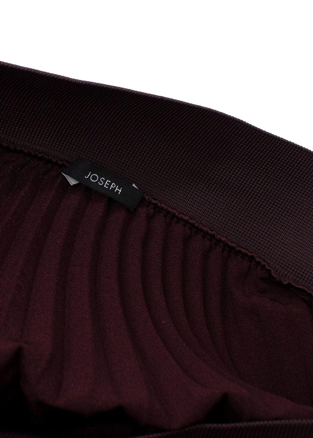 Joseph Burgundy Asymmetric Pleated Midi Skirt
