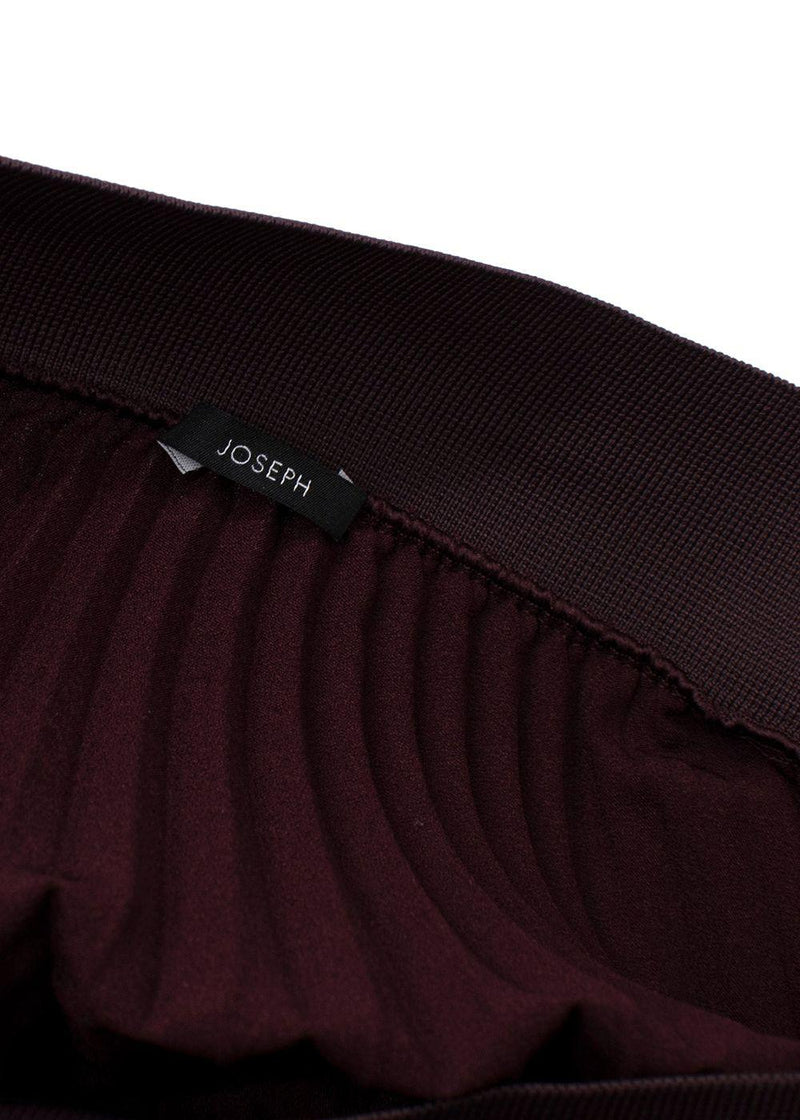 Joseph Burgundy Asymmetric Pleated Midi Skirt