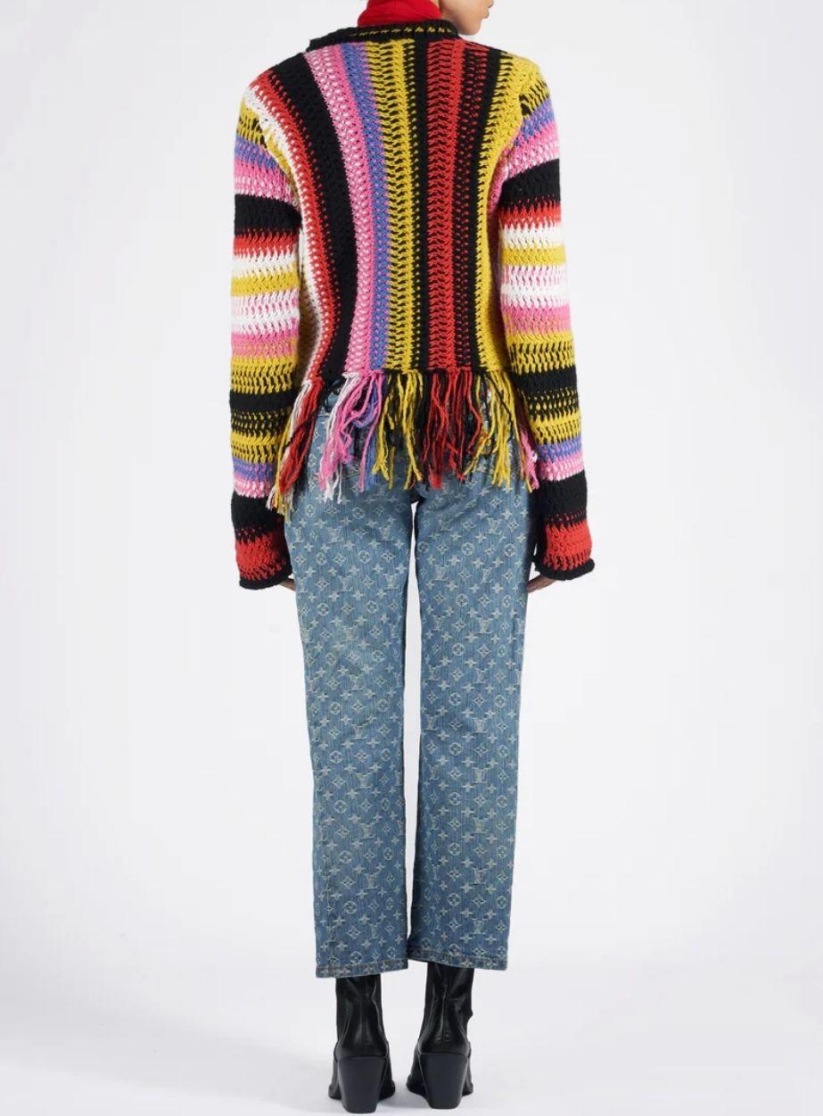 Chloe Multicoloured Fringe Stripe Macrame Sweater