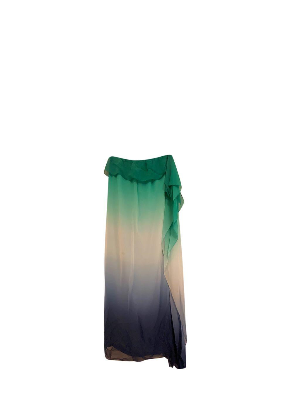 Green & Blue Ombre Silk Dress