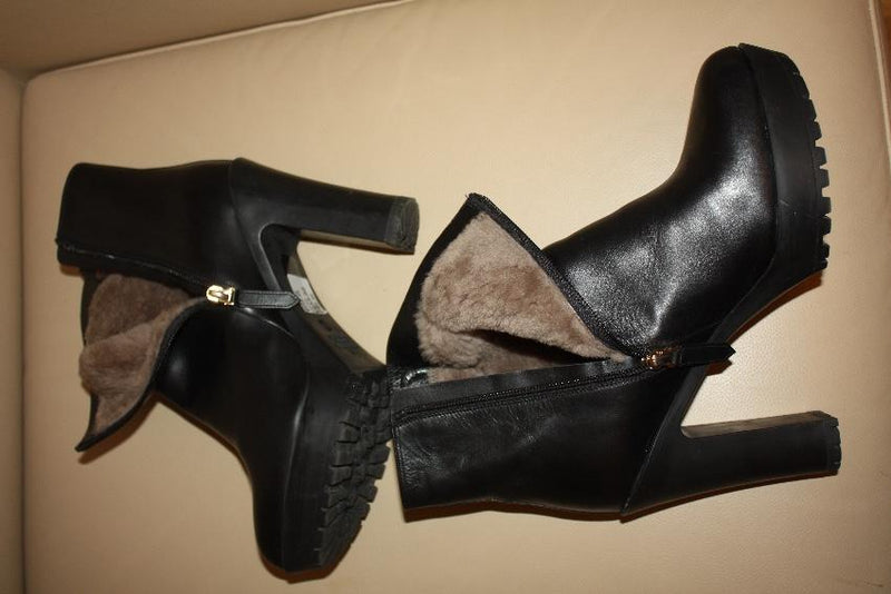 Valentino fur lined leather ankle boots