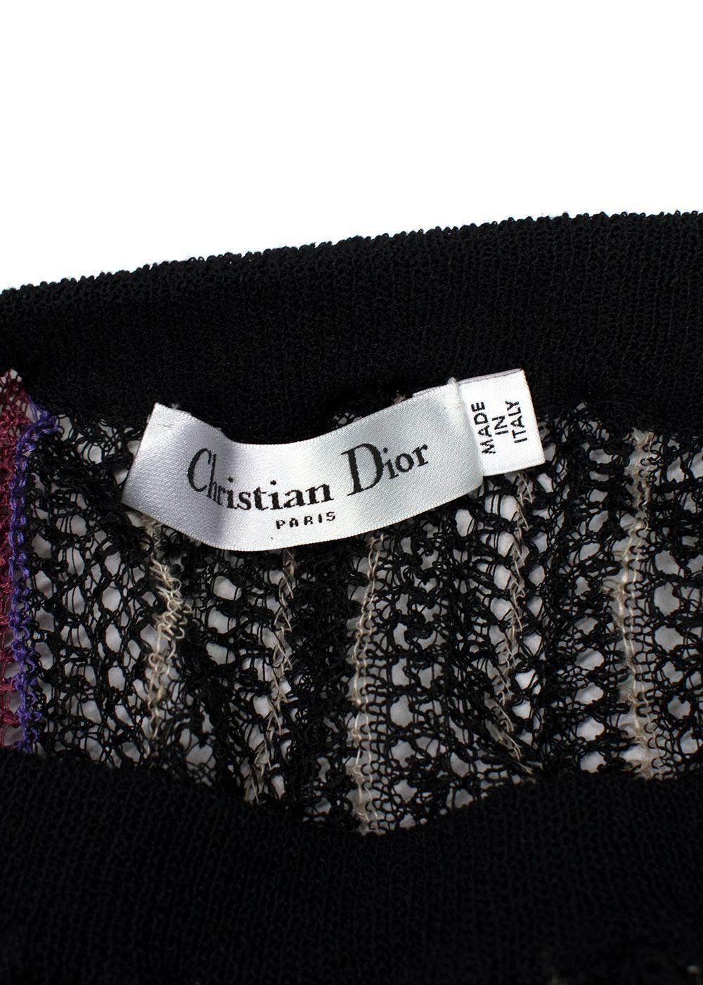 Dior Mesh Knit Black & Raspberry Midi Skirt