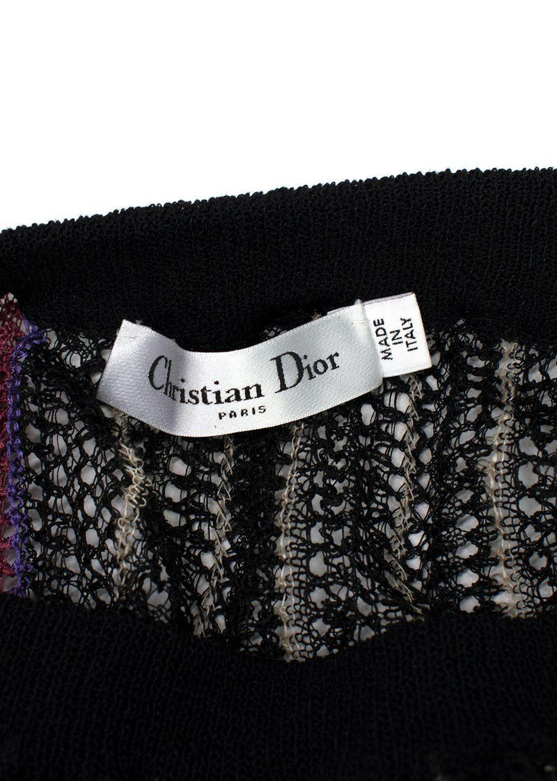 Dior Mesh Knit Black & Raspberry Midi Skirt