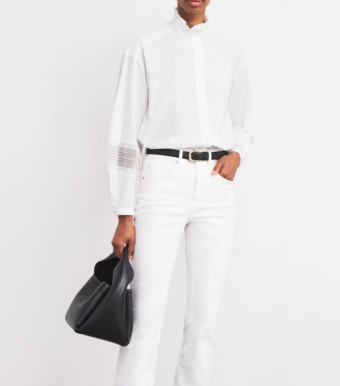 Claudie Pierlot Cotton Broderie Anglaise-Trim Shirt