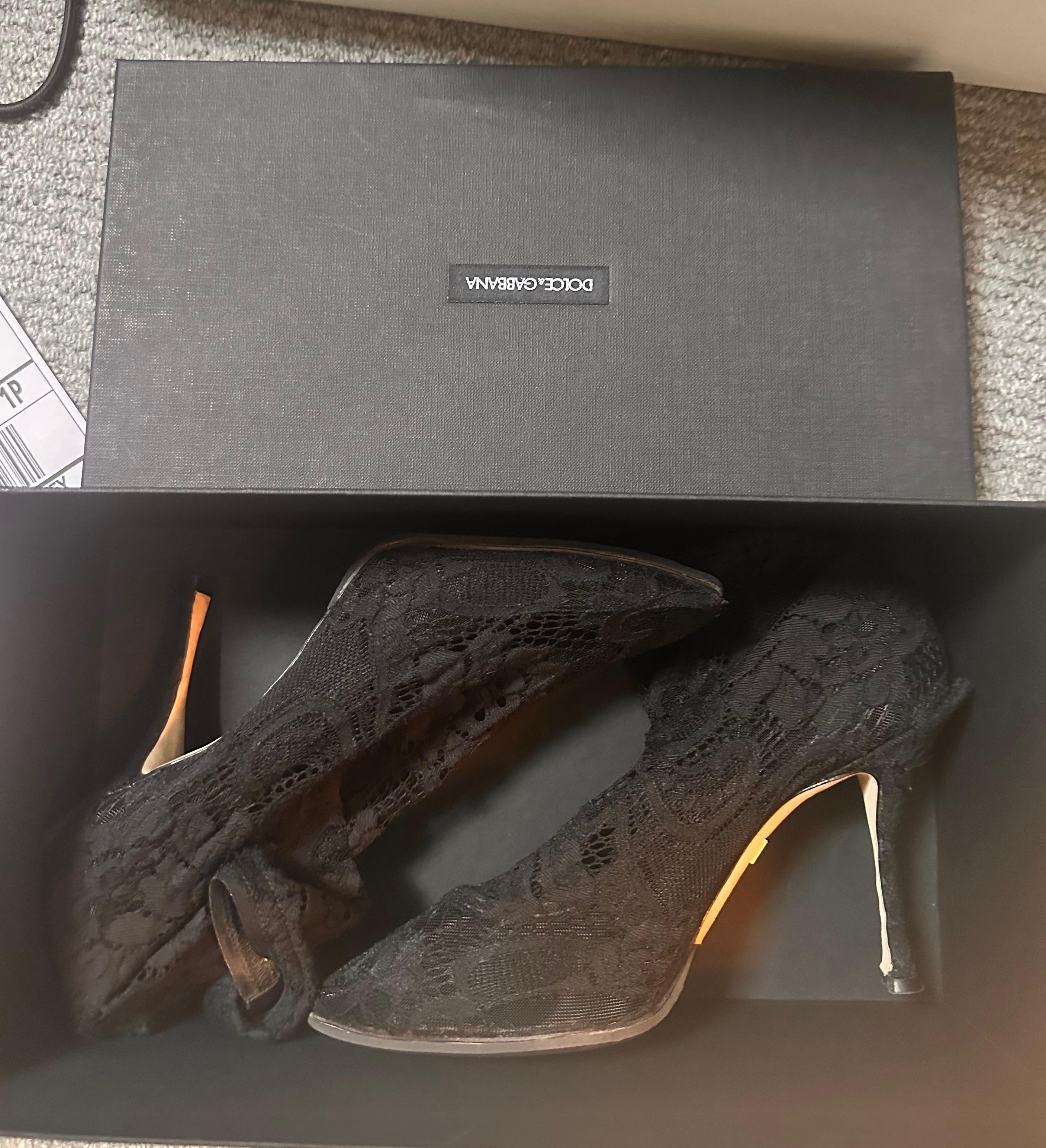 Dolce & Gabbana Black Lace Sock Heels
