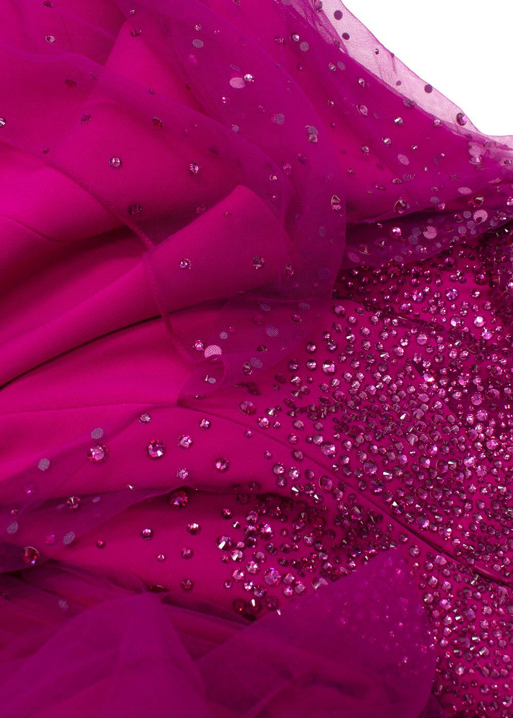Jenny Packham Hot Pink Limelight Crystal Embellished Gown