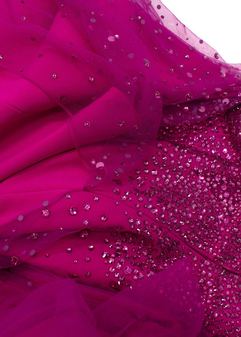 Jenny Packham Hot Pink Limelight Crystal Embellished Gown