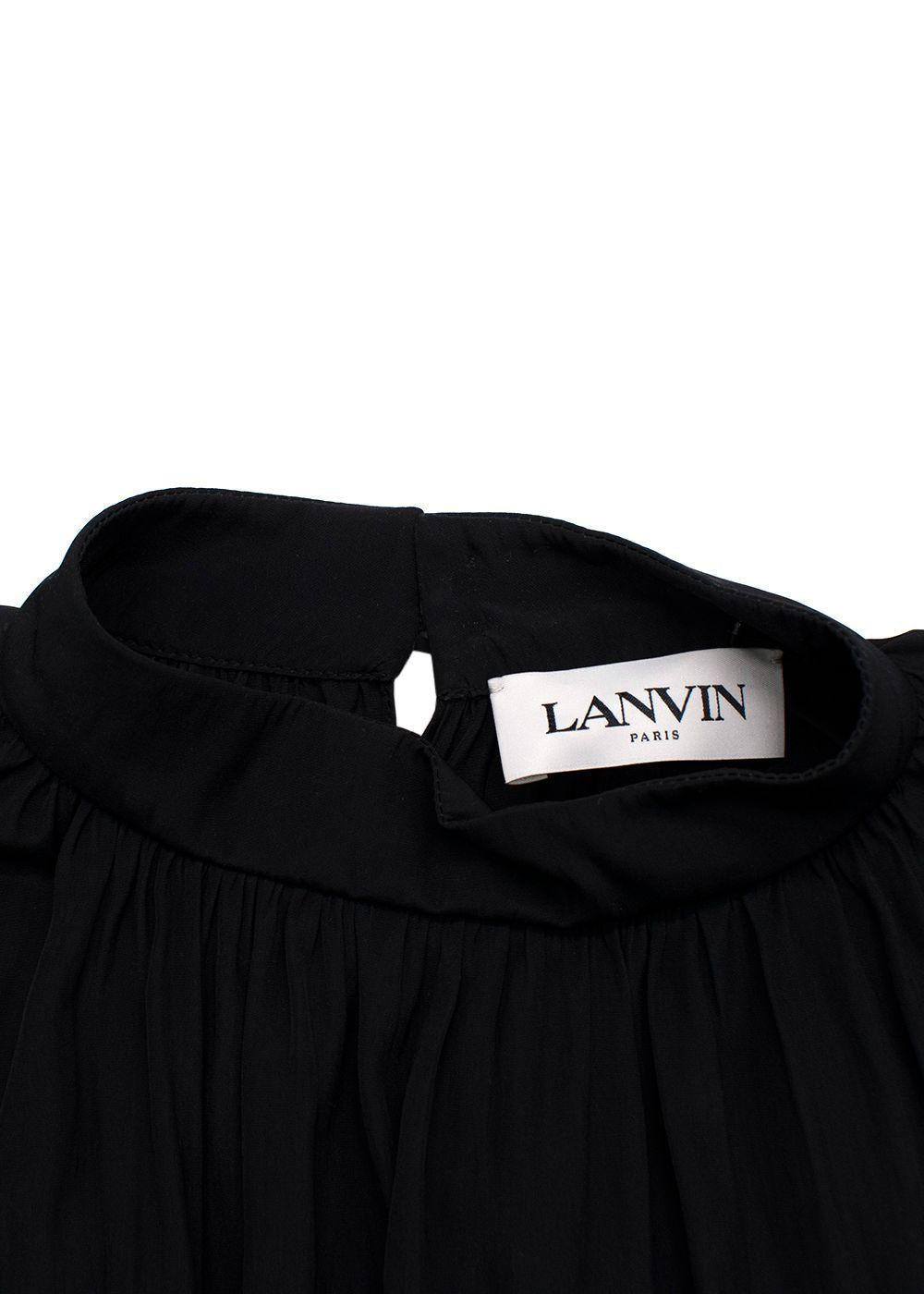 Lanvin Black Pleated Shell Peplum Blouse
