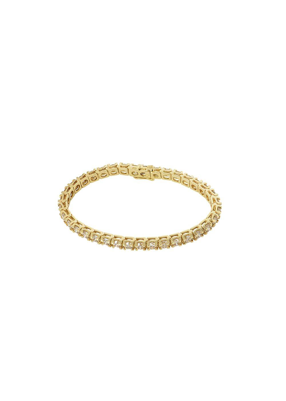 18ct yellow gold & white diamond line bracelet 10.8ct TWD