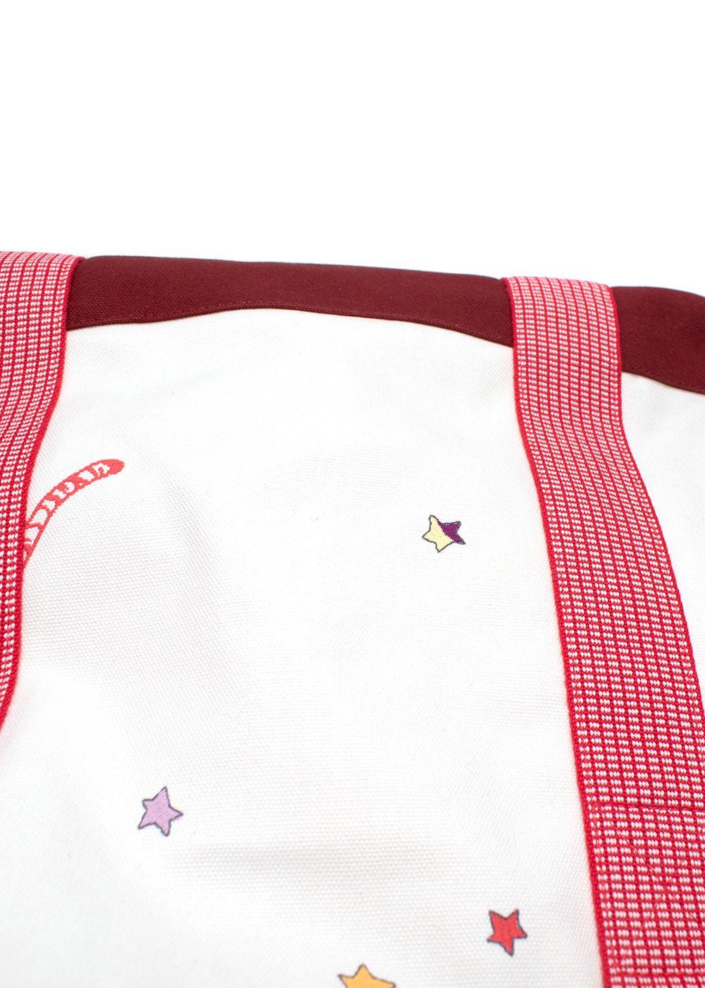 Hermes White Canvas Circus Nappy Tote Bag
