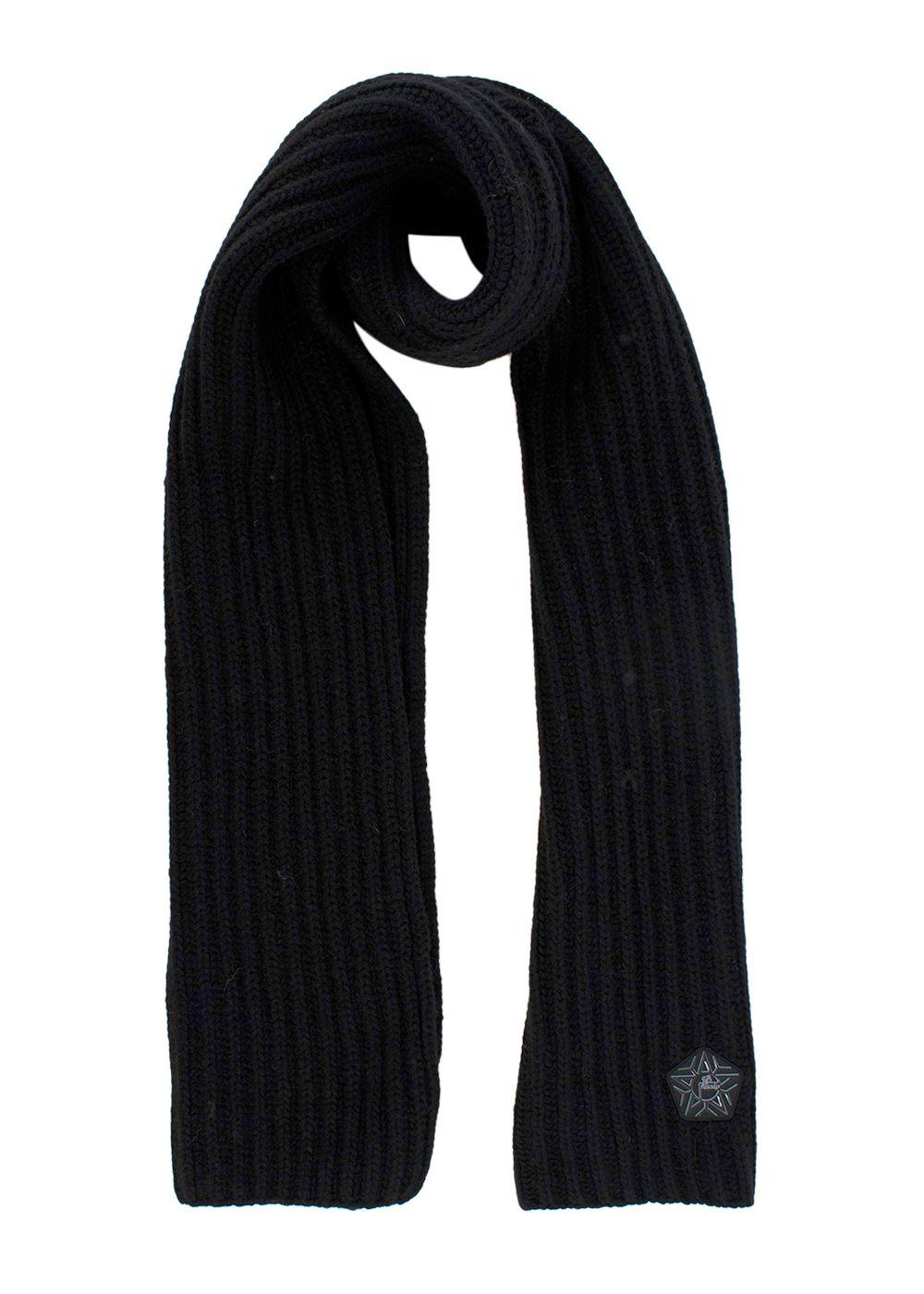 Fusalp x Zenith Black Ribbed Wool Beanie and Scarf Set