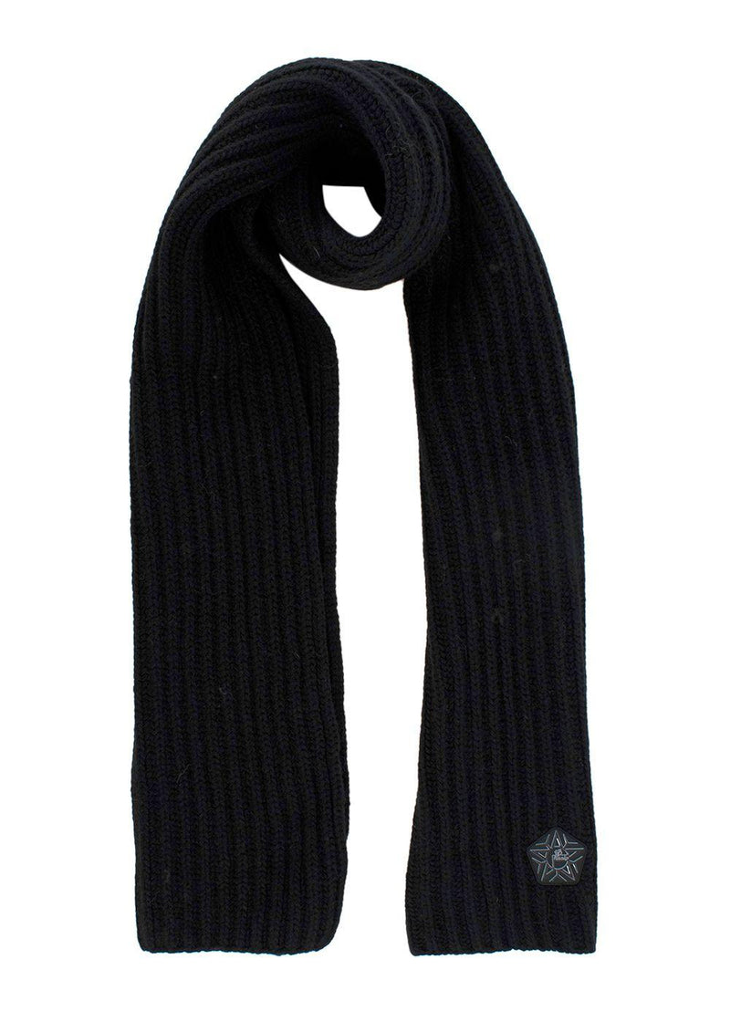 Fusalp x Zenith Black Ribbed Wool Beanie and Scarf Set