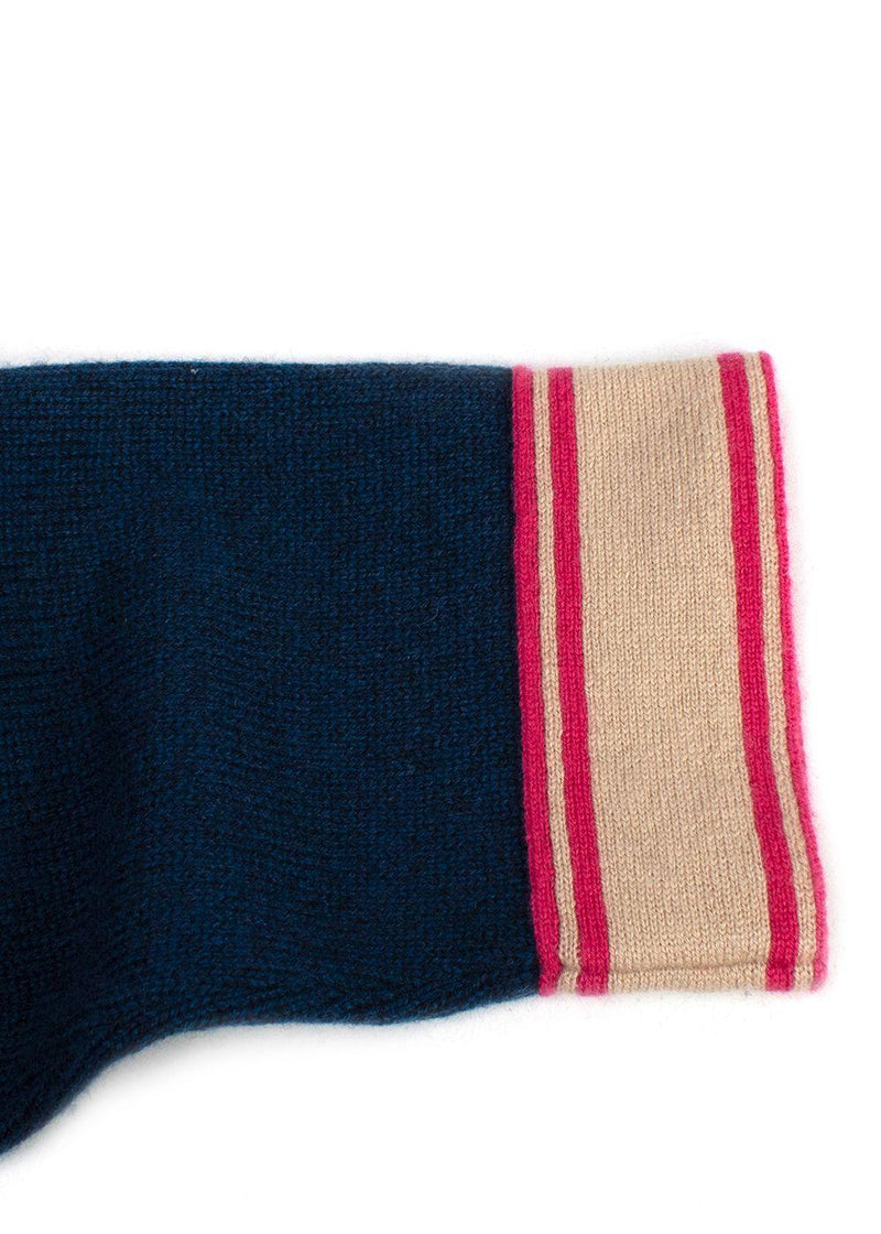 Chanel Longline Navy & Pink Cashmere Cardigan