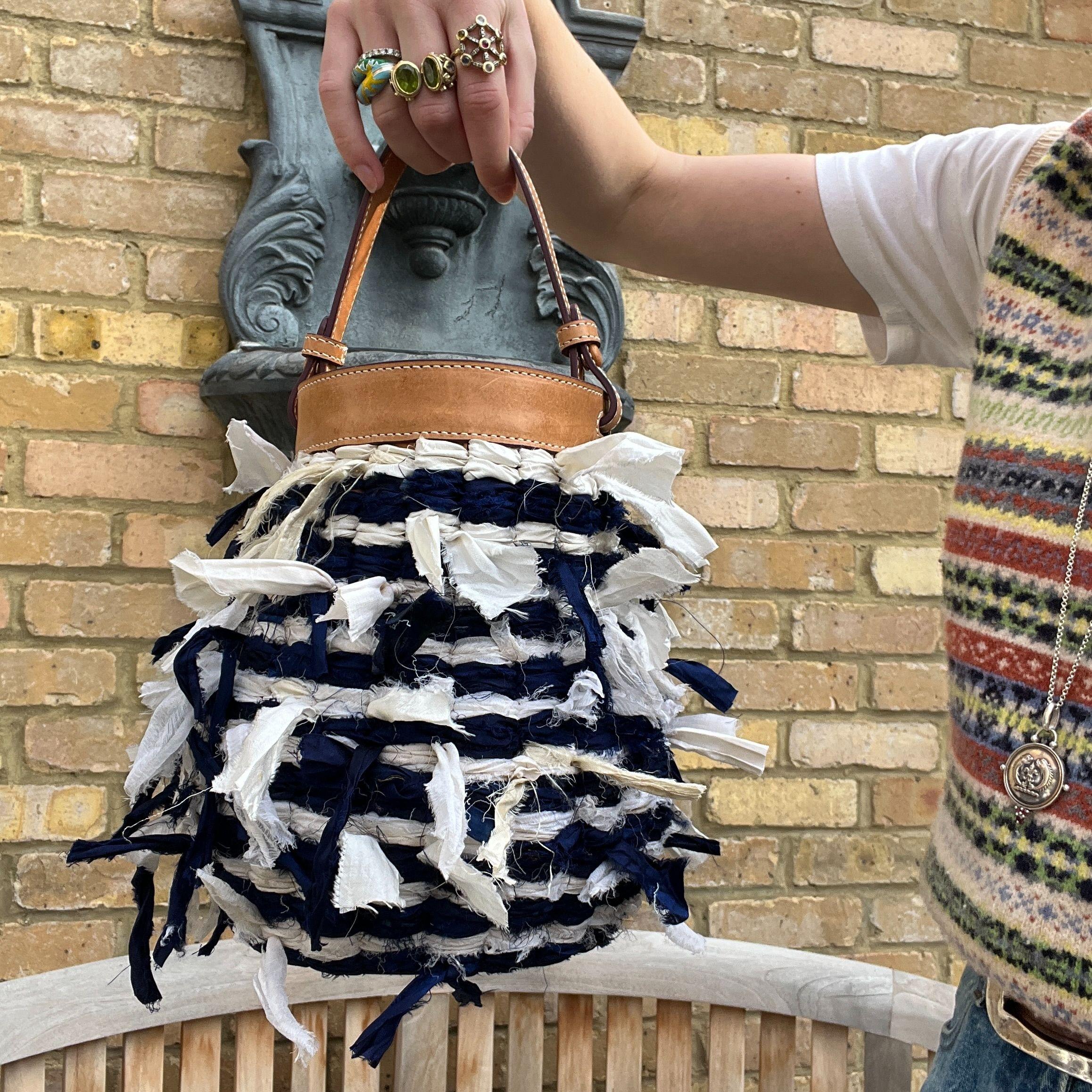 The Backward Vendor Porcelain Pot Leather Silk Bucket Bag