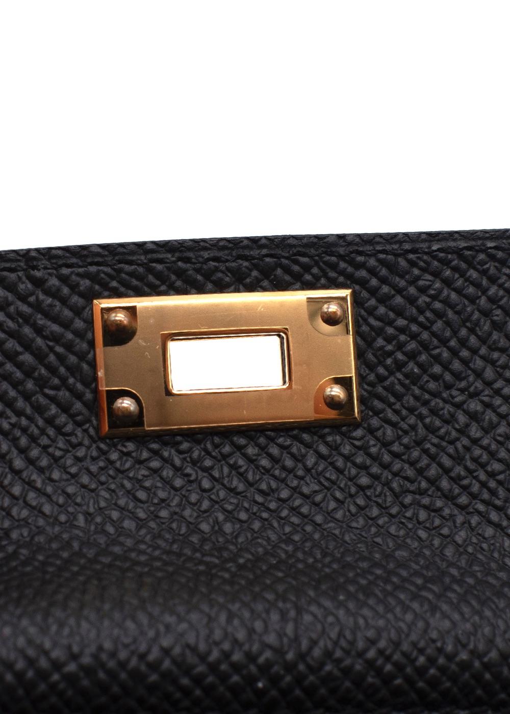 Hermes Black Kelly Pocket Bag Strap with Gold Hardware