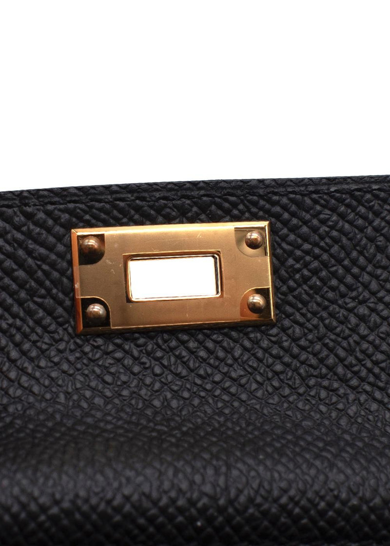 Hermes Black Kelly Pocket Bag Strap with Gold Hardware