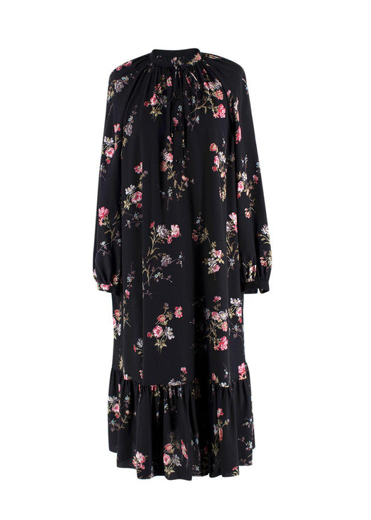 Celine Black Floral Print Silk MaixDress