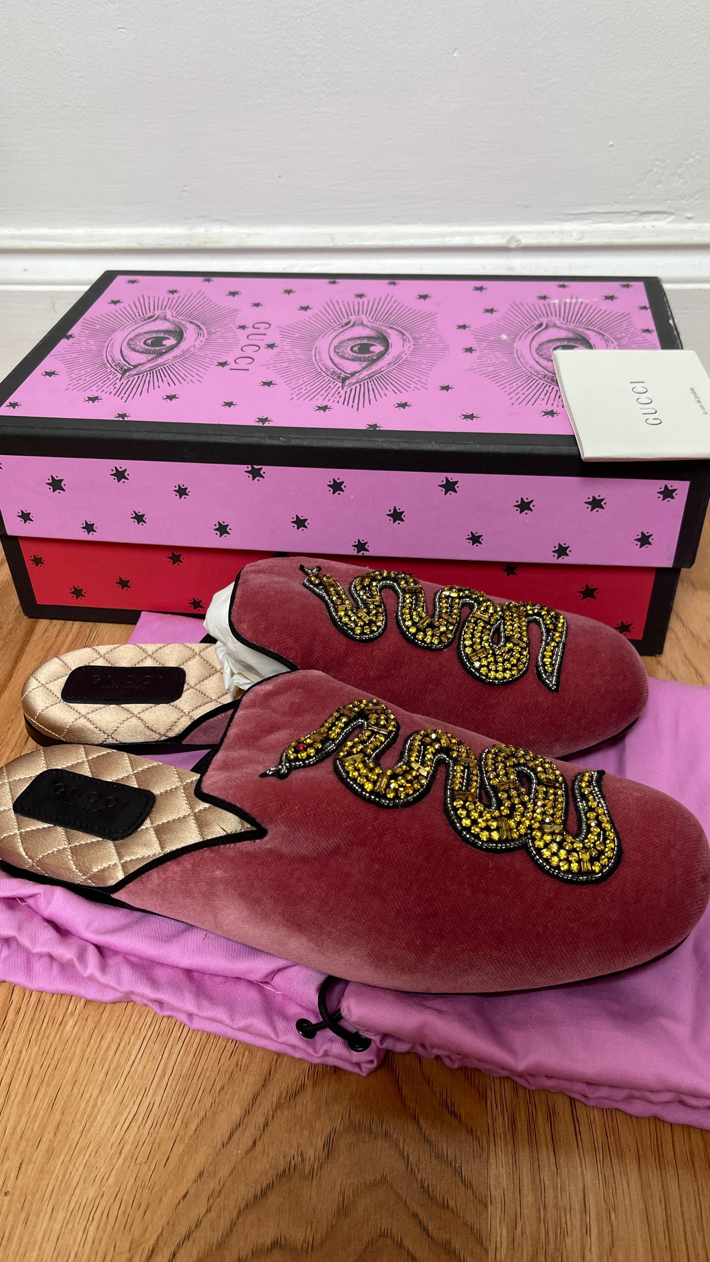 Velvet Lawrence Crystal Snake Slippers