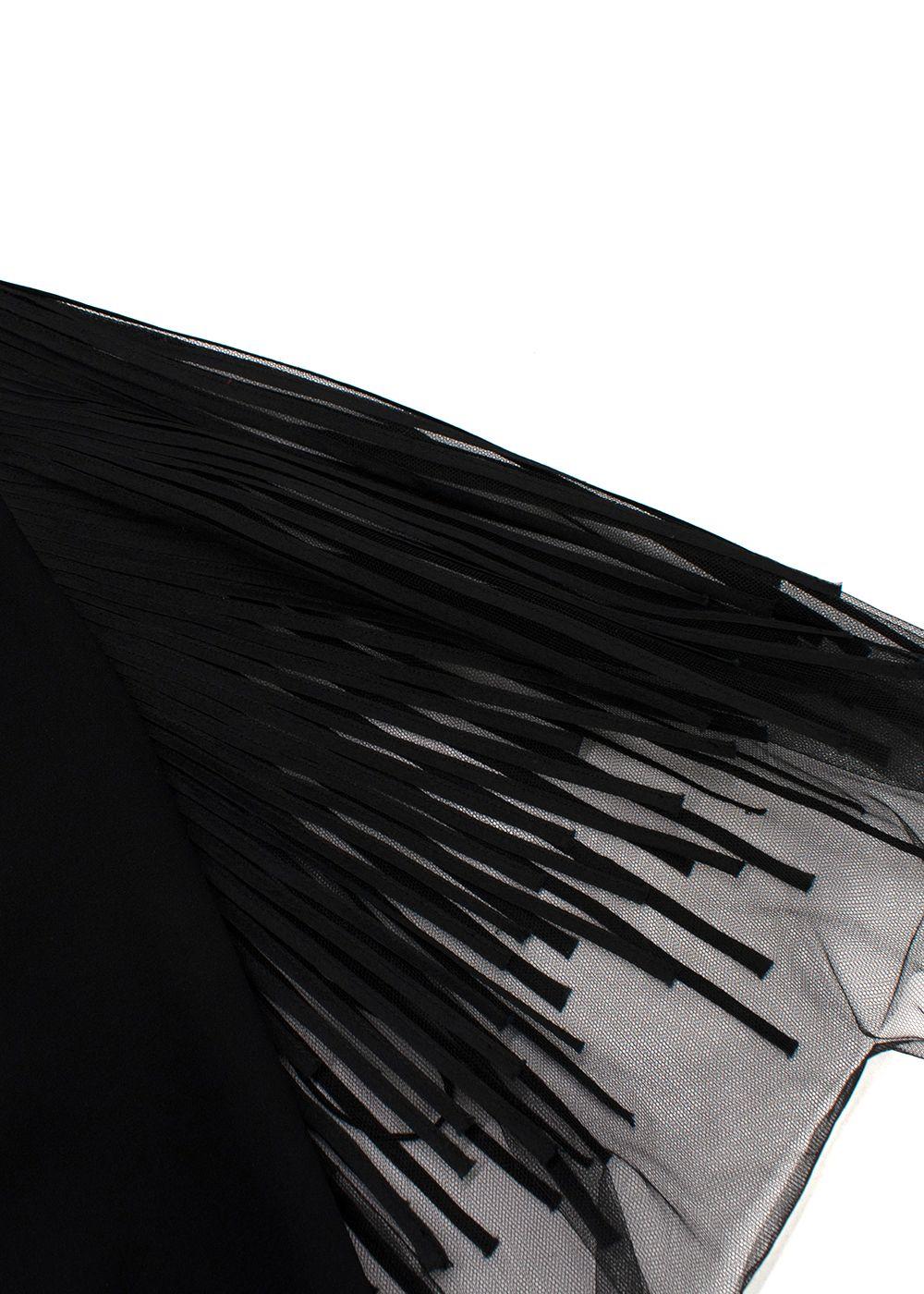 Oscar De La Renta Mesh Trimmed Black Silk Blend Top