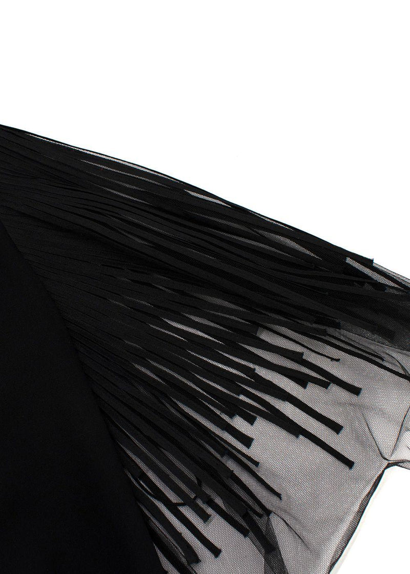 Oscar De La Renta Mesh Trimmed Black Silk Blend Top