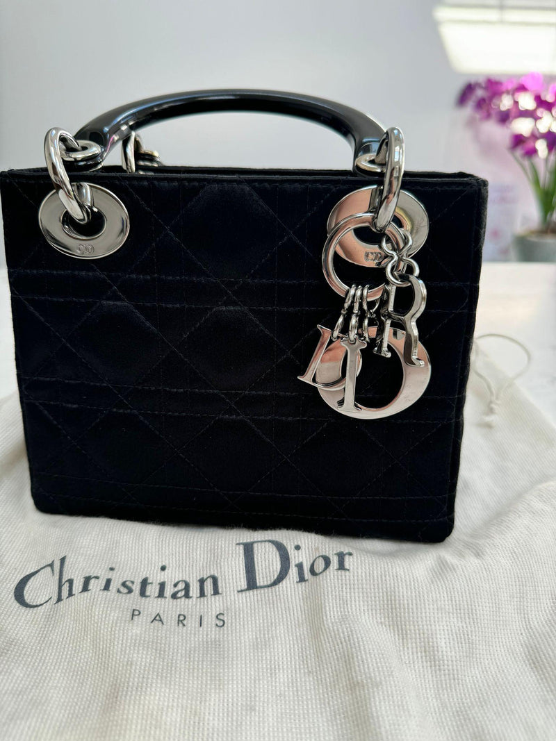 Mini Black Satin Lady Dior Bag