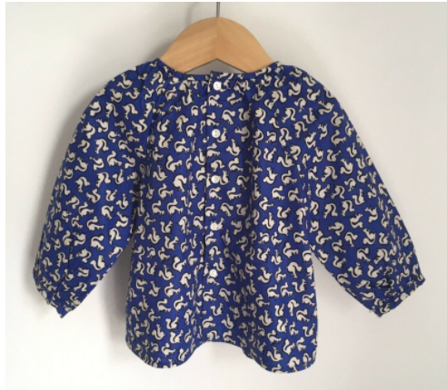 Bonpoint Kids Squirrel Print Blue Blouse