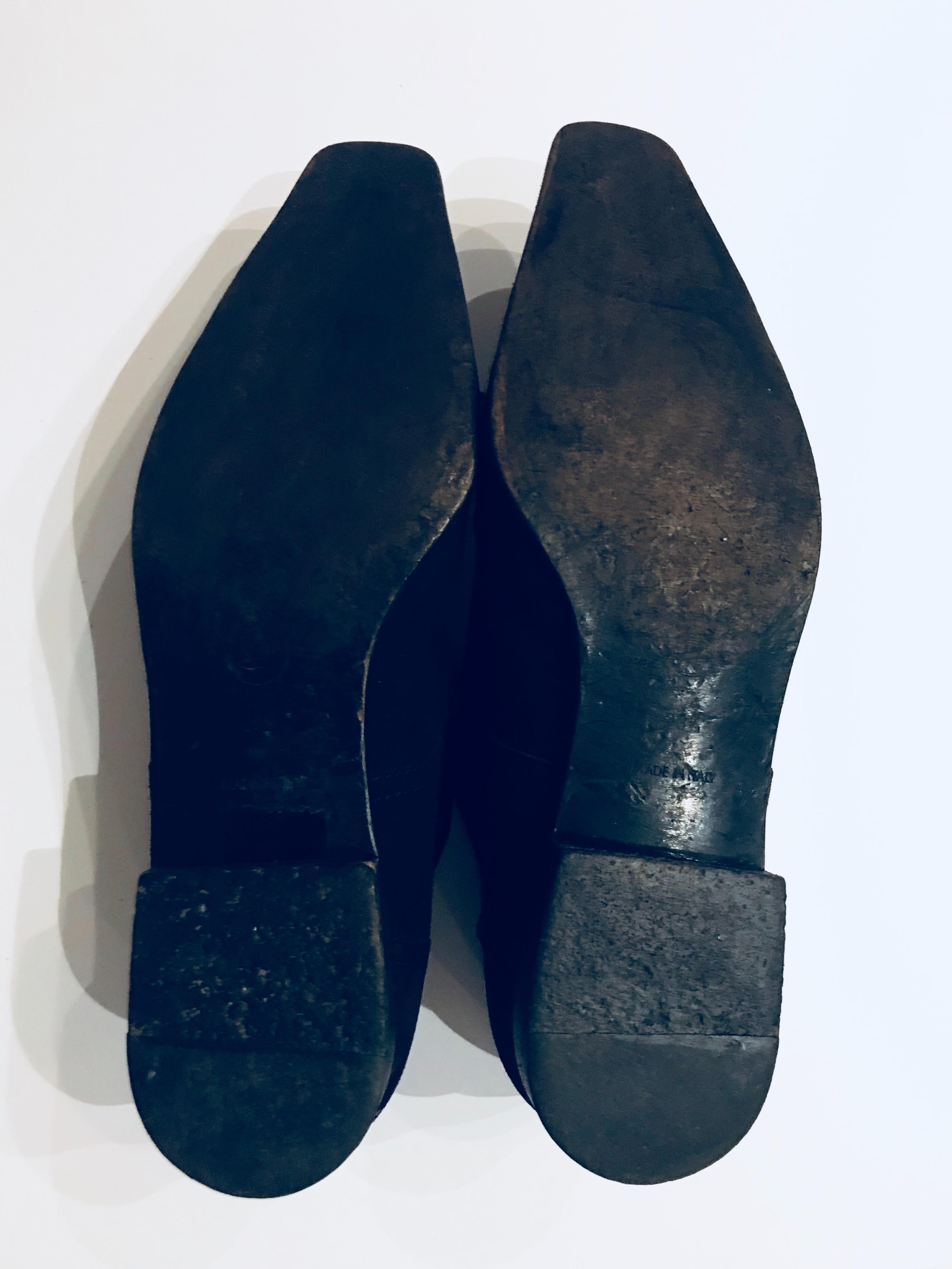 Vintage Black Suede Point Toe Oxford Shoes