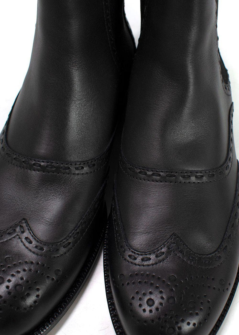 Bottega Veneta Black Brogue Leather Boots
