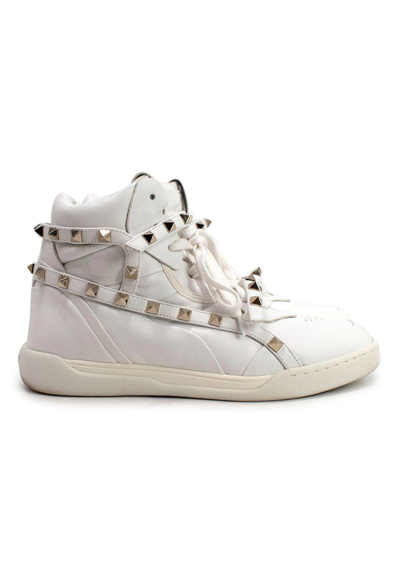 Valentino Garavani White Rockstud Wrap High-top Sneakers