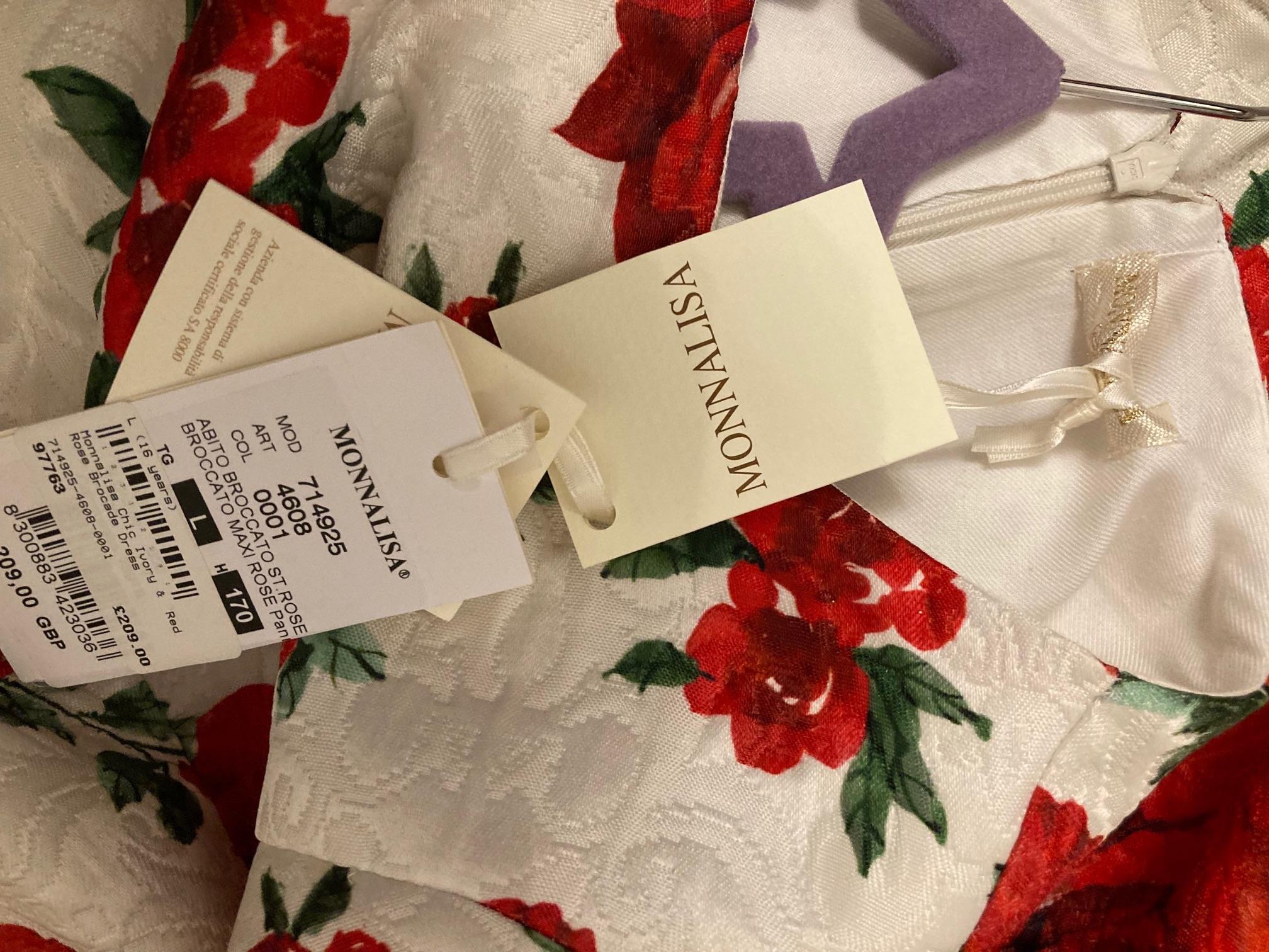 Kids L Jacquard Ivory Rose Print Dress