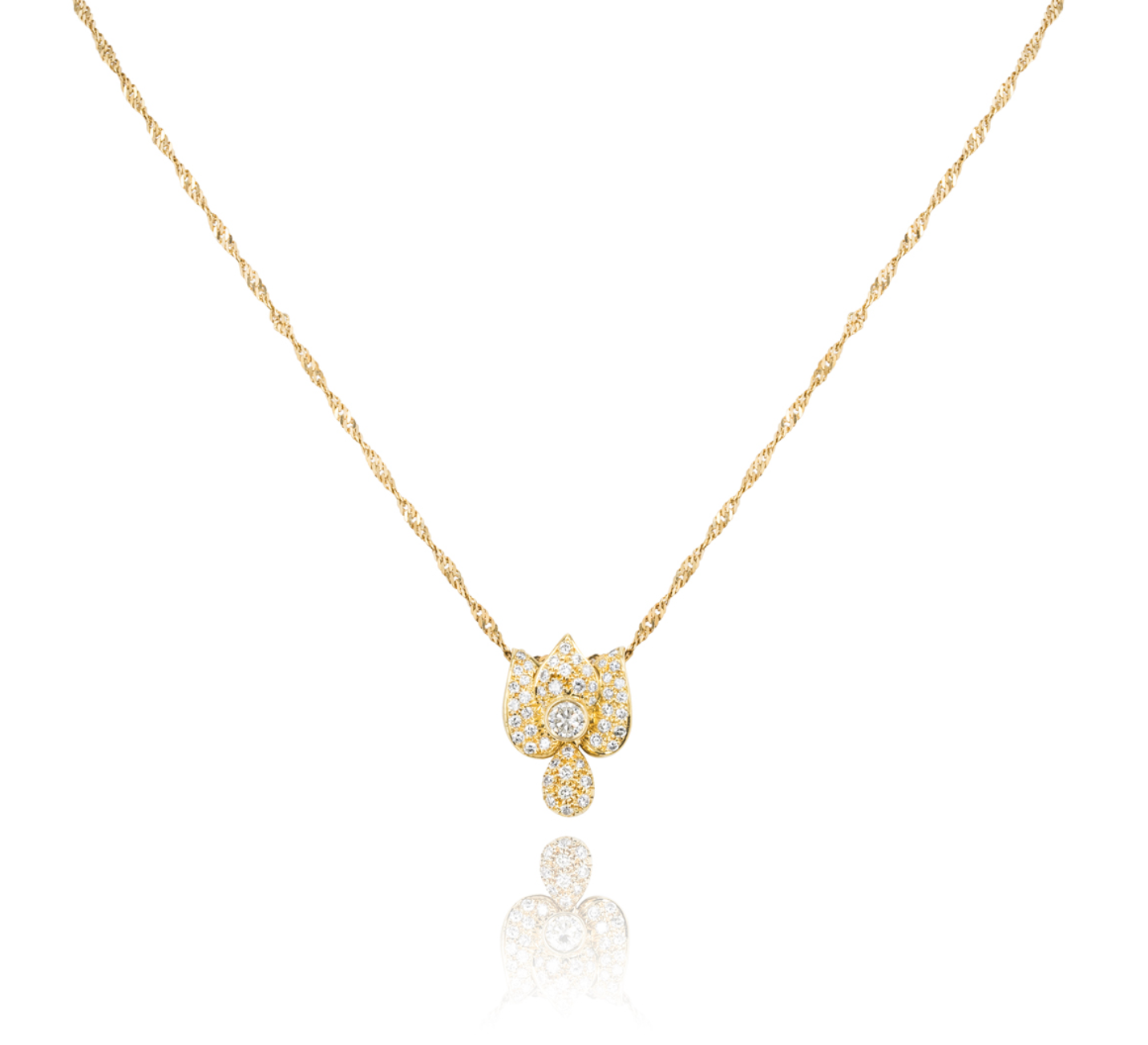 Yellow Gold Diamond Floral Pendant 0.69ct