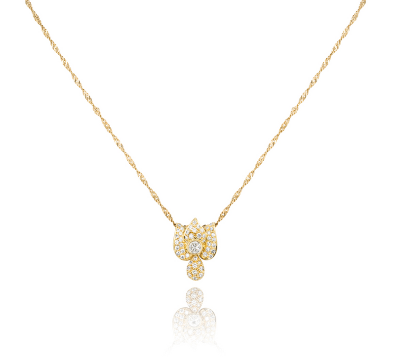Yellow Gold Diamond Floral Pendant 0.69ct