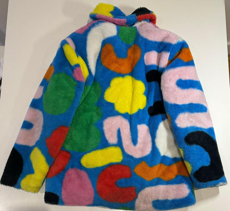 Kids 10y Blue Abstract Shape Faux-Fur Jacket