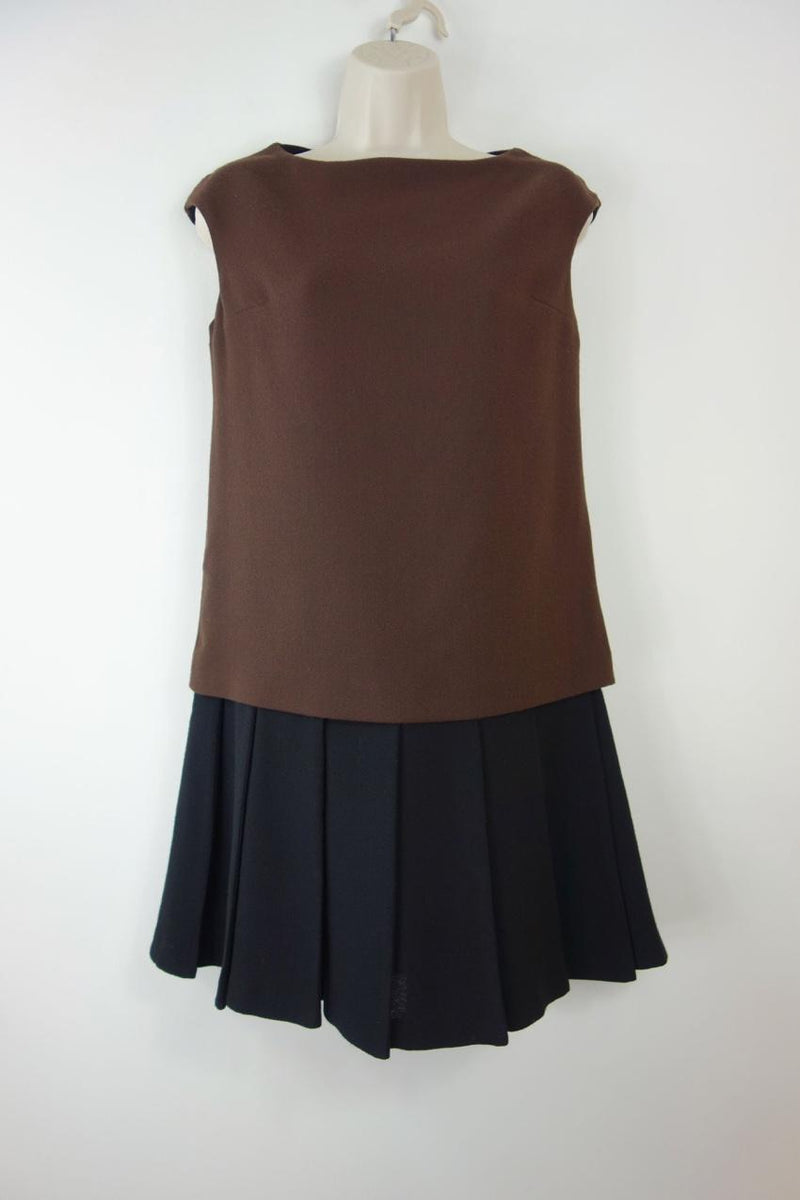 Ermanno Scervino Pleated Contrast Underskirt Sleeveless Mini Dress
