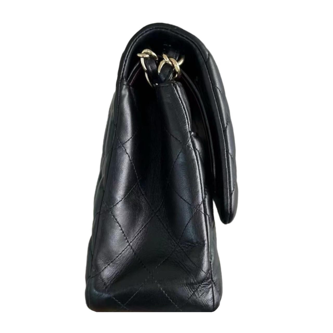 Quilted Black Lambskin Douple Flap Bag